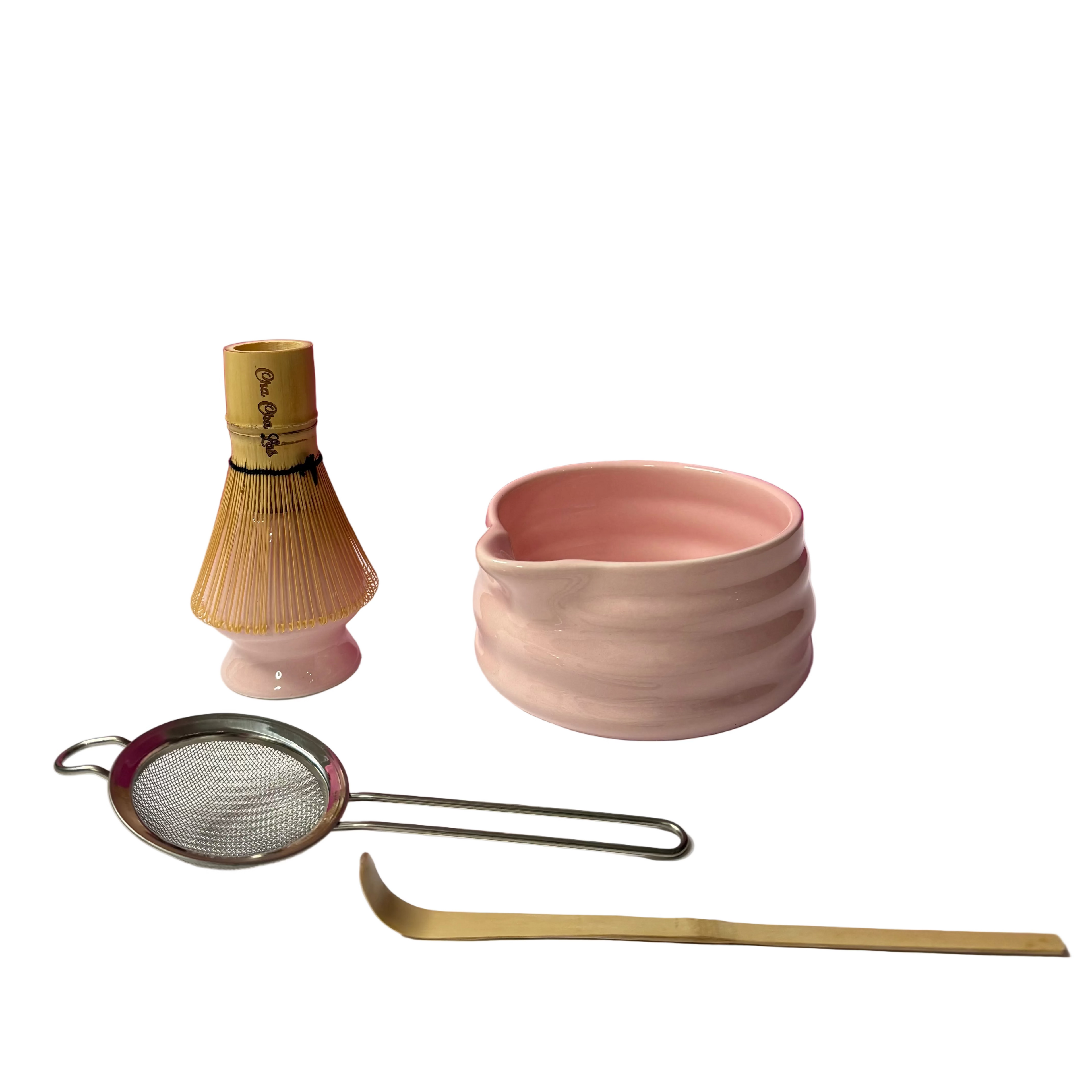 ChaChaLab - Set nástrojov na prípravu matcha čaju (5ks) - Blush Pink