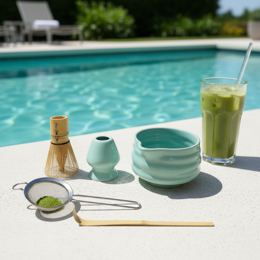 ChaChaLab - Set nástrojov na prípravu matcha čaju (5ks) - Mint Green (Chawan / miska 500 ml)