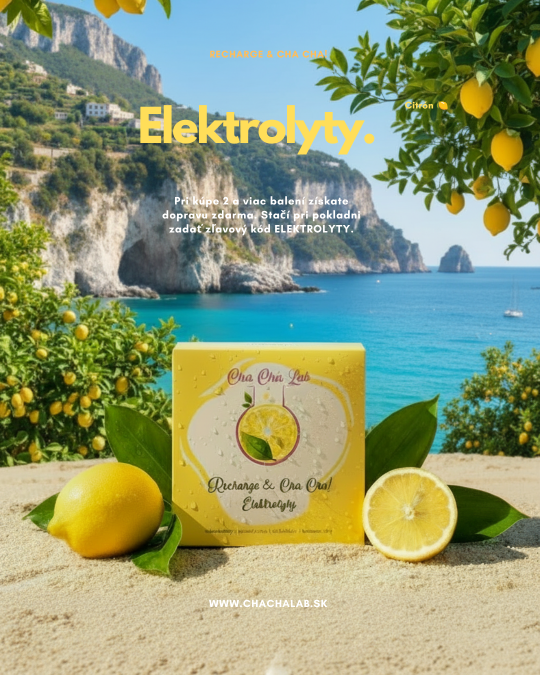 ChaChaLab - Elektrolyty citrón (120 g) – iontový nápoj v prášku (30 x 4 g)