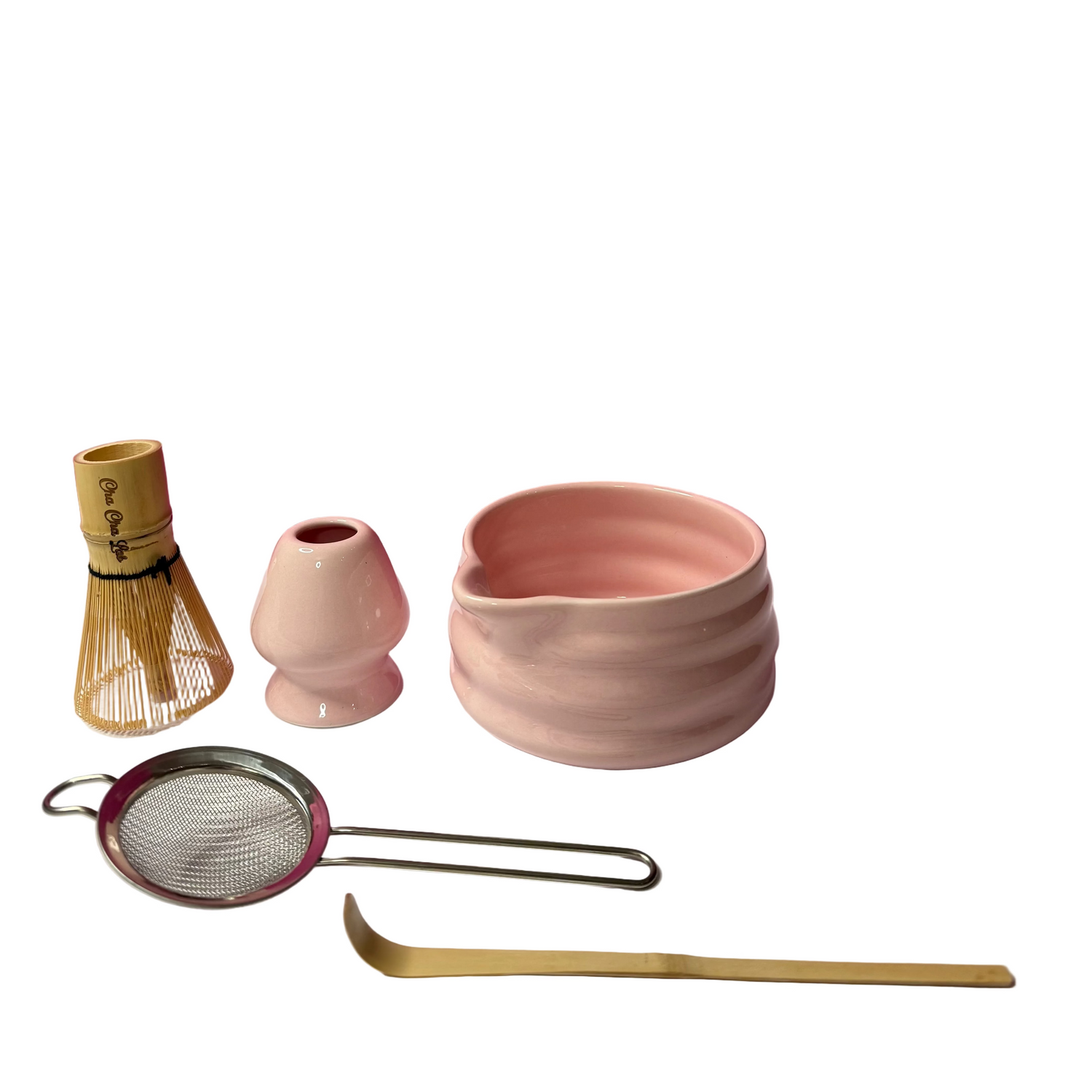 ChaChaLab - Set nástrojov na prípravu matcha čaju (5ks) - Blush Pink