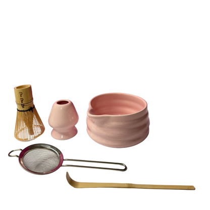 ChaChaLab - Set nástrojov na prípravu matcha čaju (5ks) - Blush Pink