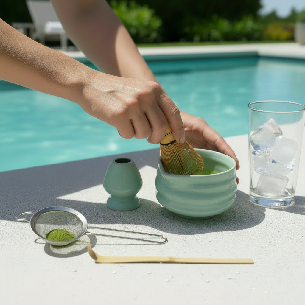 ChaChaLab - Set nástrojov na prípravu matcha čaju (5ks) - Mint Green (Chawan / miska 500 ml)