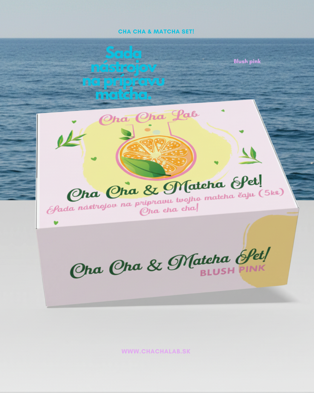 ChaChaLab - Set nástrojov na prípravu matcha čaju (5ks) - Blush Pink (Chawan / miska 500 ml)