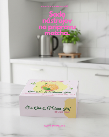 ChaChaLab - Set nástrojov na prípravu matcha čaju (5ks) - Blush Pink (Chawan / miska 500 ml)